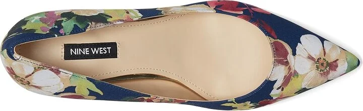 Nine West Arlene High Women's Heels Navy Fall Floral : 6 M, Suede - Image 2