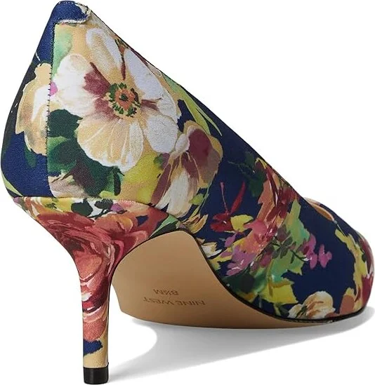 Nine West Arlene High Women's Heels Navy Fall Floral : 6 M, Suede - Image 4