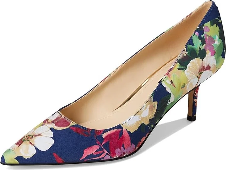 Nine West Arlene High Women's Heels Navy Fall Floral : 6 M, Suede - Image 5