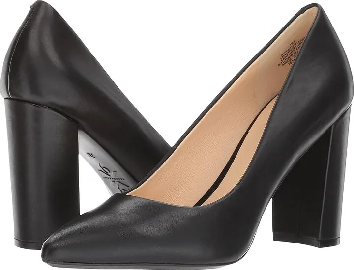 Nine West Astoria9x9 Block Heel Pump High Women's Heels Black Leather : 5.5 M