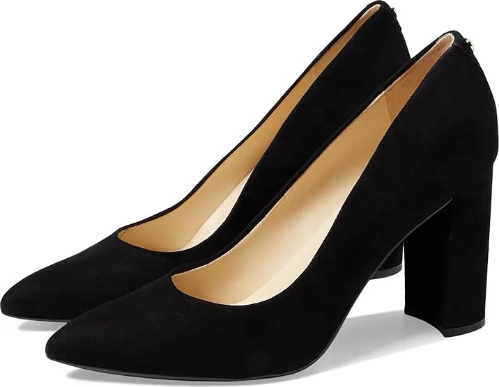 Nine West Astoria9x9 Block Heel Pump High Women's Heels Black Suede : 5 M, Leather/Suede