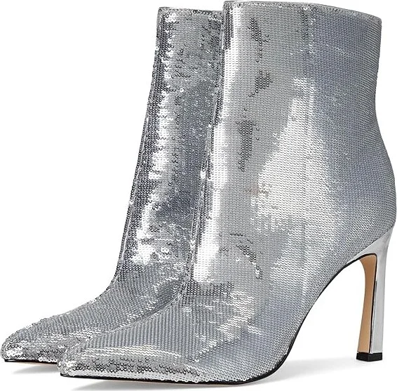 Nine West Baey Women's Boots Silver Sequin : 9 M, Synthetic