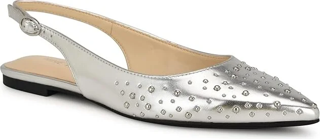 Nine West Beamz Women's Flat Shoes Silver : 10 M, Leather - Image 5