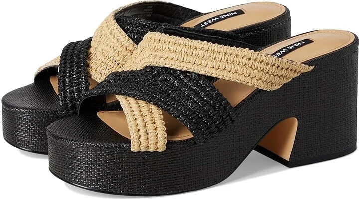 Nine West Bemay Women's Dress Sandals Black/Natural : 11 M, Rubber