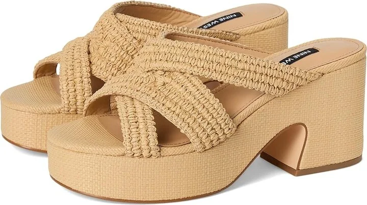 Nine West Bemay Women's Dress Sandals Light Natural : 8 M, Rubber