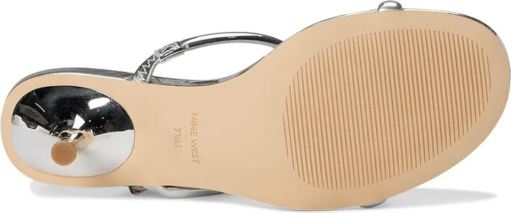 Nine West Berri Women's Dress Sandals Silver Mirror Metallic : 6 M, Leather - Image 3