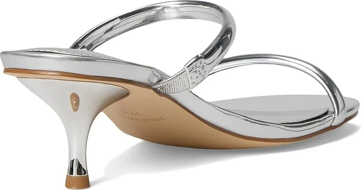Nine West Berri Women's Dress Sandals Silver Mirror Metallic : 6 M, Leather - Image 4