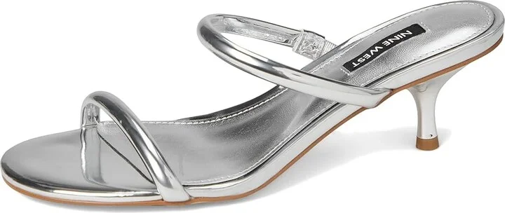 Nine West Berri Women's Dress Sandals Silver Mirror Metallic : 6 M, Leather - Image 5