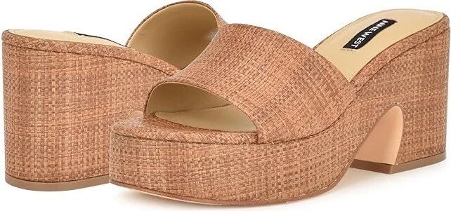 Nine West Boone Women's Sandals Dark Brown Woven : 9.5 M, Leather/Rubber