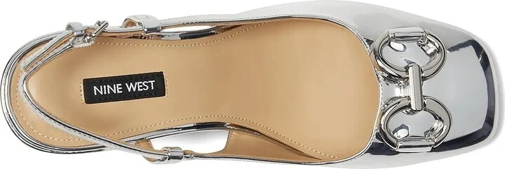 Nine West Cast High Women's Heels Silver Mirror Metallic : 5.5 M, Leather/Rubber/Suede - Image 2