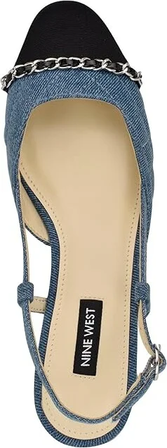Nine West Charme Women's Flat Shoes Blue Denim/Black : 9 M, Leather - Image 2