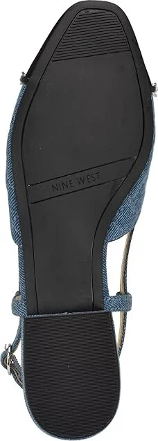 Nine West Charme Women's Flat Shoes Blue Denim/Black : 9 M, Leather - Image 3