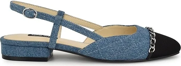 Nine West Charme Women's Flat Shoes Blue Denim/Black : 9 M, Leather - Image 6