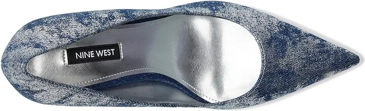 Nine West Deonne High Women's Heels Dark Blue : 5 M, Leather/Rubber - Image 2