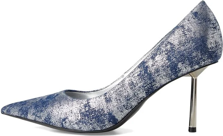 Nine West Deonne High Women's Heels Dark Blue : 5 M, Leather/Rubber - Image 6
