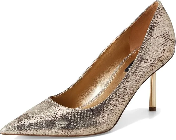 Nine West Deonne High Women's Heels Gold Snake : 8 M, Leather/Rubber - Image 5