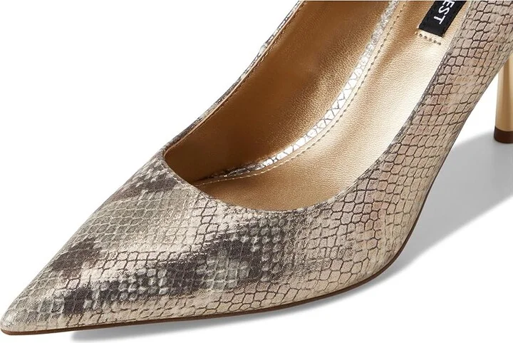 Nine West Deonne High Women's Heels Gold Snake : 8 M, Leather/Rubber - Image 7