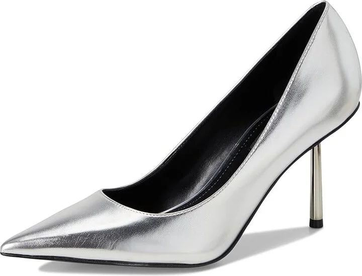 Nine West Deonne High Women's Heels Silver : 8.5 M, Leather/Rubber - Image 5