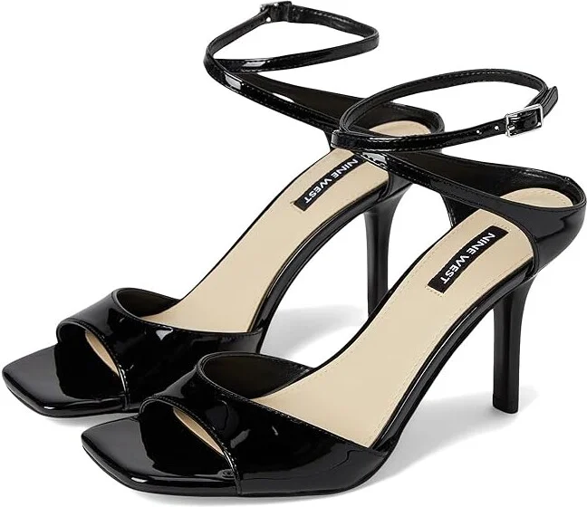 Nine West Devans Women's Dress Sandals Black Patent : 9 M, Faux Leather/Synthetic