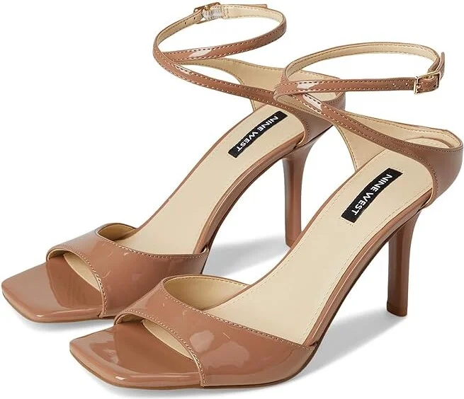 Nine West Devans Women's Dress Sandals Medium Natural Patent : 9 M, Faux Leather/Synthetic