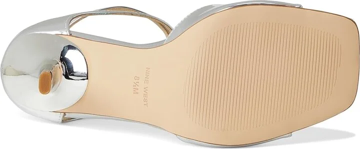 Nine West Devans Women's Dress Sandals Silver Mirror Metallic : 5.5 M, Faux Leather/Synthetic - Image 3