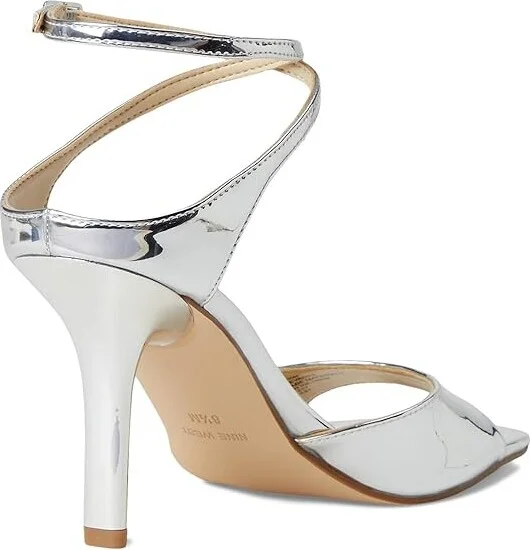 Nine West Devans Women's Dress Sandals Silver Mirror Metallic : 5.5 M, Faux Leather/Synthetic - Image 4