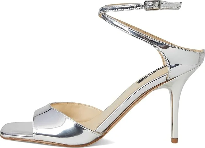 Nine West Devans Women's Dress Sandals Silver Mirror Metallic : 5.5 M, Faux Leather/Synthetic - Image 6