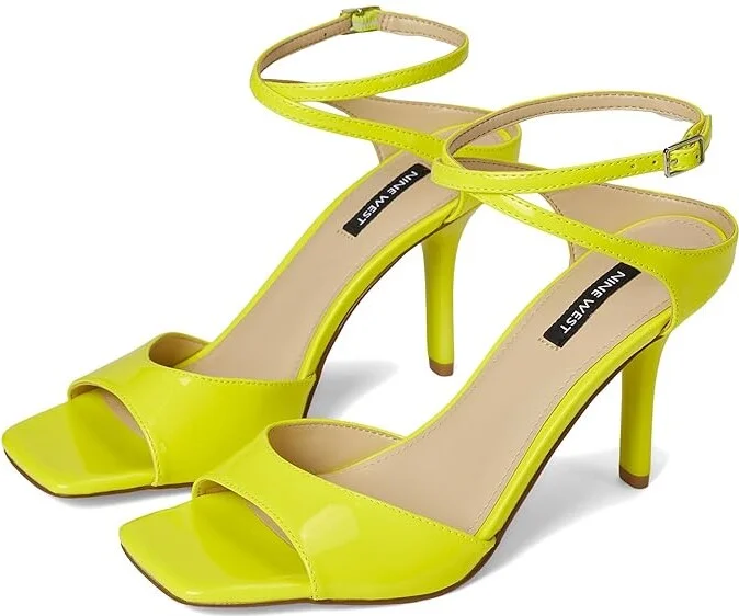 Nine West Devans Women's Dress Sandals Yellow Patent : 9 M, Faux Leather/Synthetic