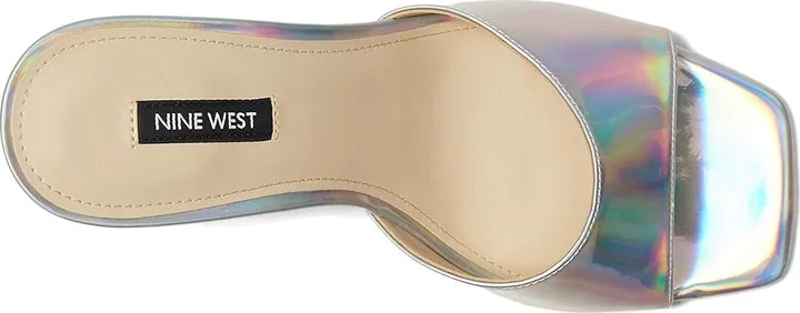 Nine West Disko Women's Dress Sandals Silver Iridescent Mirror Metallic : 8.5 M, Synthetic - Image 2