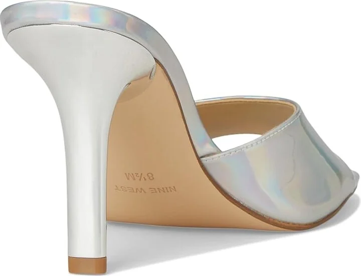 Nine West Disko Women's Dress Sandals Silver Iridescent Mirror Metallic : 8.5 M, Synthetic - Image 4