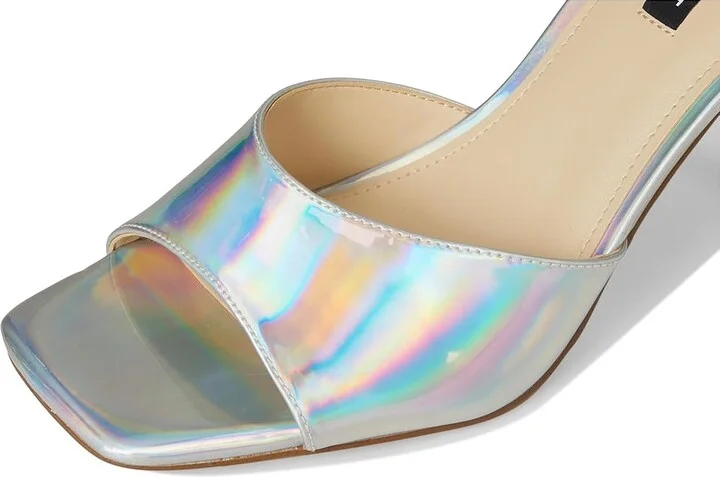 Nine West Disko Women's Dress Sandals Silver Iridescent Mirror Metallic : 8.5 M, Synthetic - Image 7