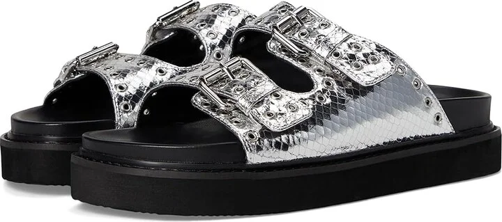 Nine West Eleny Women's Wedge Shoes Silver Python : 5.5 M, Synthetic