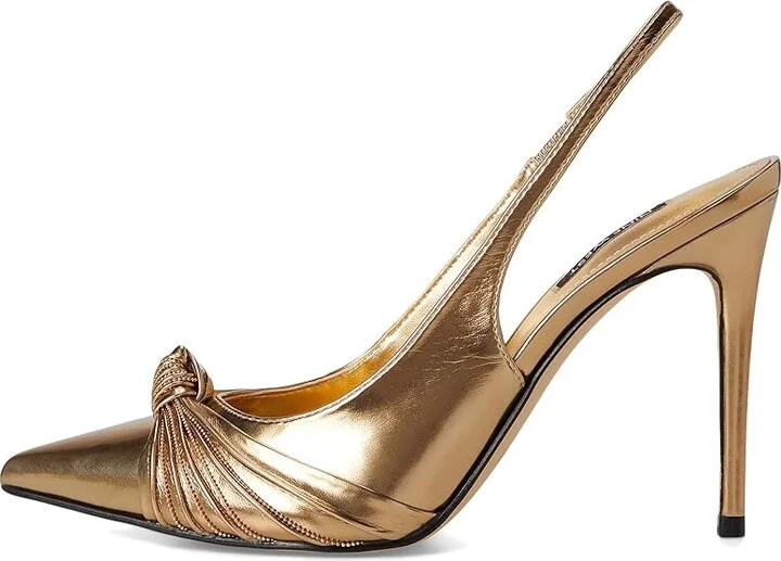 Nine West Faive High Women's Heels Bronze : 7 M, Leather/Rubber - Image 6