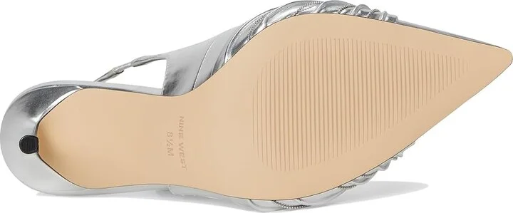 Nine West Faive High Women's Heels Silver : 7.5 M, Leather/Rubber - Image 3