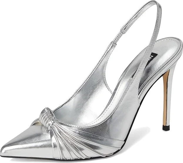 Nine West Faive High Women's Heels Silver : 7.5 M, Leather/Rubber - Image 5