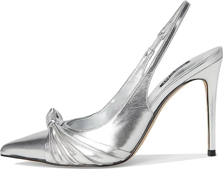 Nine West Faive High Women's Heels Silver : 7.5 M, Leather/Rubber - Image 6