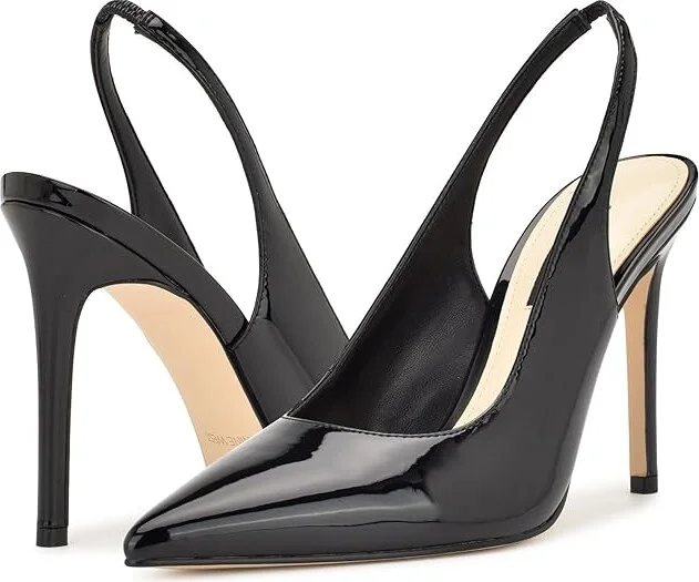 Nine West Feather High Women's Heels Black Patent : 6.5 M, Suede