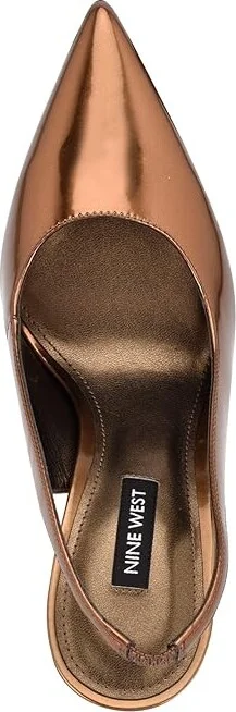 Nine West Feather High Women's Heels Bronze Mirror Metallic : 7.5 M, Suede - Image 2