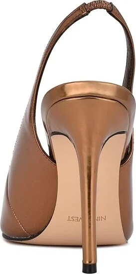 Nine West Feather High Women's Heels Bronze Mirror Metallic : 7.5 M, Suede - Image 4