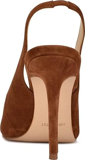 Nine West Feather High Women's Heels Cognac Suede : 8 M - Image 4