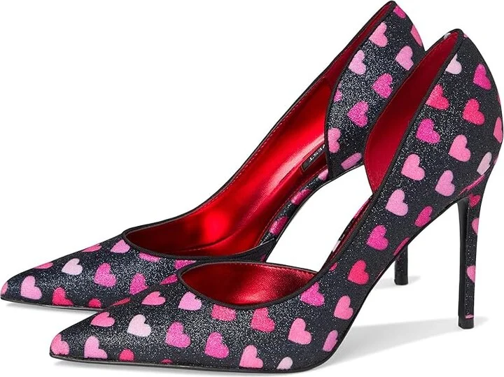 Nine West Folowe Women's Shoes Black Glitter Heart Print : 7 M, Leather
