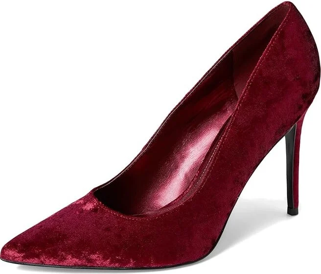 Nine West Fresh High Women's Heels Burgundy Velvet : 9.5 M, Synthetic - Image 5