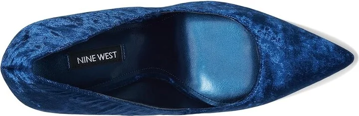 Nine West Fresh High Women's Heels Dark Blue Velvet : 9 M, Synthetic - Image 2