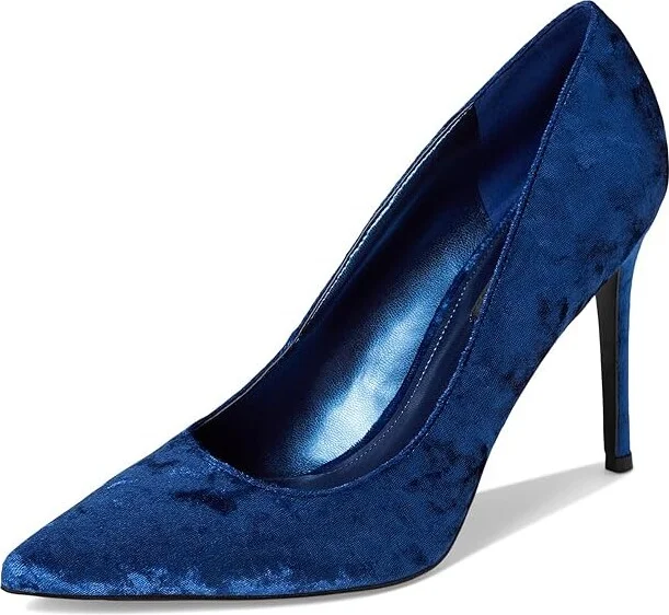Nine West Fresh High Women's Heels Dark Blue Velvet : 9 M, Synthetic - Image 5