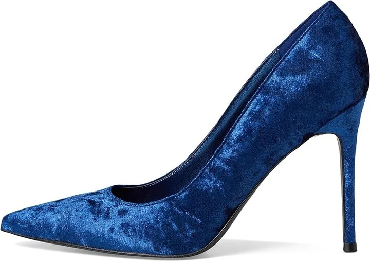 Nine West Fresh High Women's Heels Dark Blue Velvet : 9 M, Synthetic - Image 6