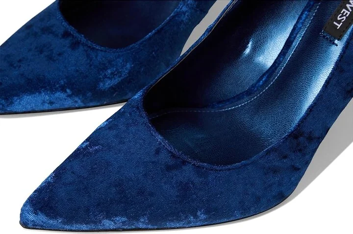 Nine West Fresh High Women's Heels Dark Blue Velvet : 9 M, Synthetic - Image 7