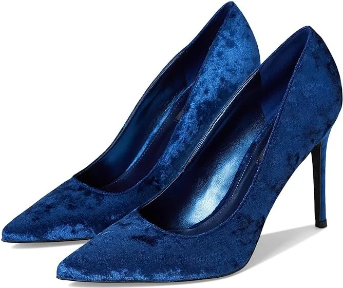 Nine West Fresh High Women's Heels Dark Blue Velvet : 9 M, Synthetic
