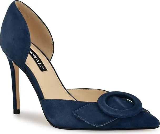 Nine West Frolly High Women's Heels Navy Suede : 7 M, Leather/Rubber - Image 5