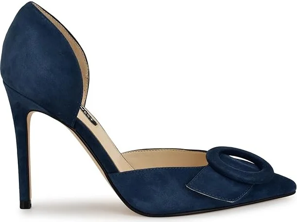 Nine West Frolly High Women's Heels Navy Suede : 7 M, Leather/Rubber - Image 6