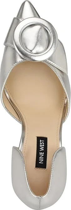 Nine West Frolly High Women's Heels Silver : 5.5 M, Leather/Rubber - Image 2